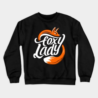 Funny Foxy Lady Cute Fox Design Text Crewneck Sweatshirt